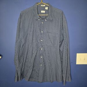 IZOD Men's Button-Down Dress Shirt 80s cotton oxford blue white collared 2X XXL
